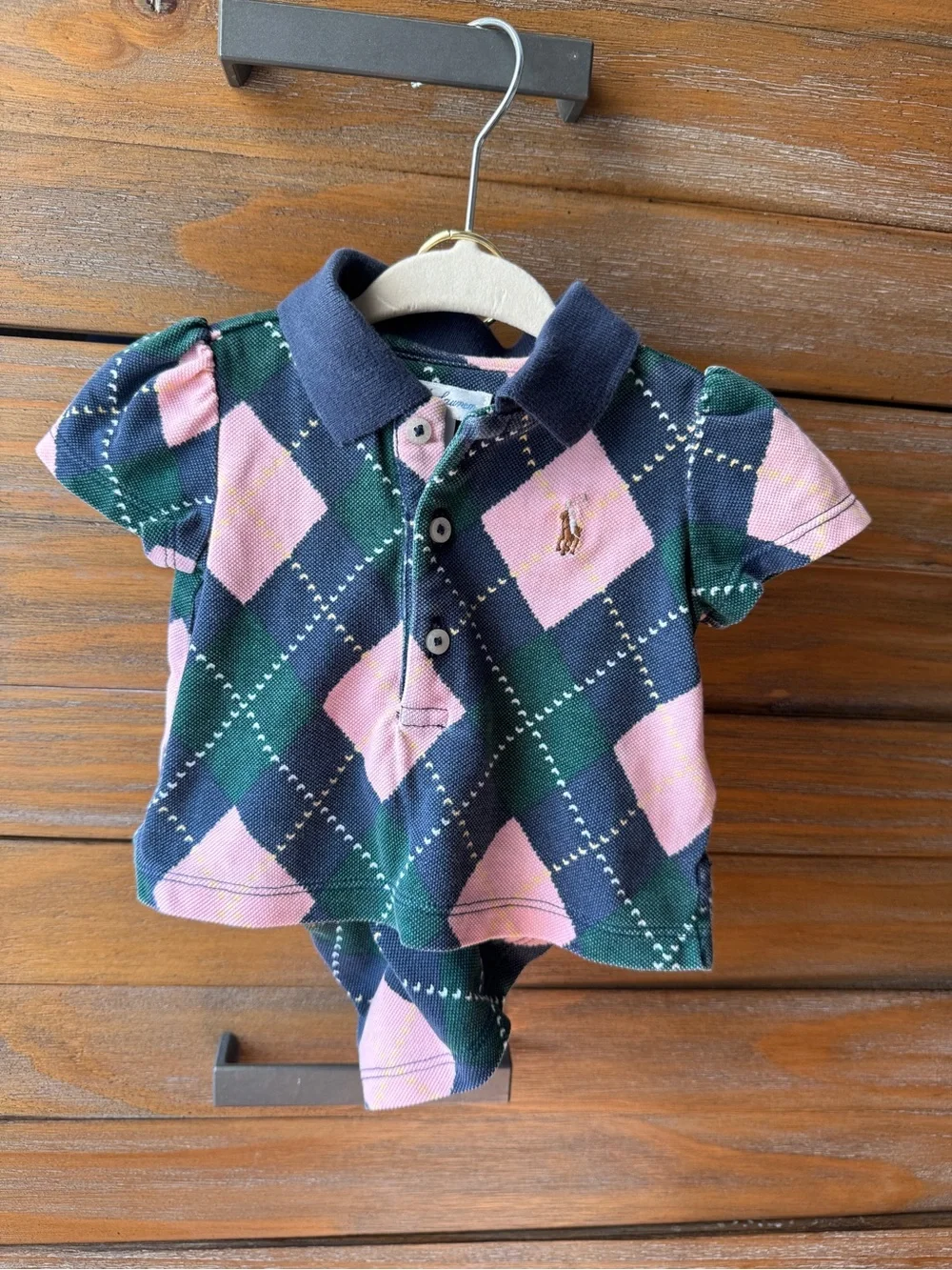 Polo by Ralph Lauren Pink & Green Argyle Polo Matching Set Tennis Outfit